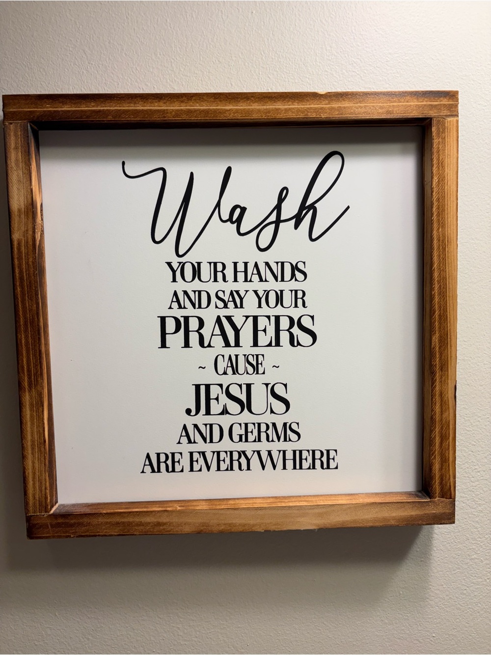 Rustic White and Wood 'Wash Your Hands' Wall Sign - Unbranded